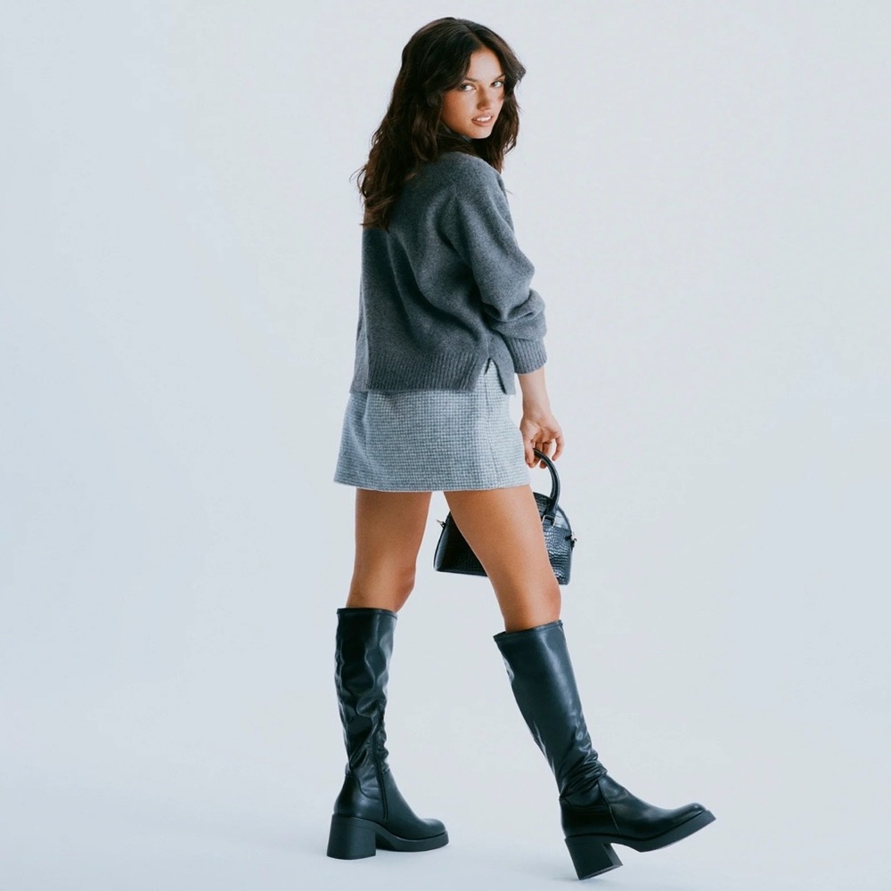 Call It Spring Britnay Knee High Boots Vegan Leather Chunky Platform